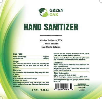 Product Label (Rev3 Green Oak Hand Sanitizier 1 Gal 4.8125x4.6875in)